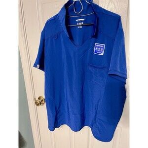 Scrubstar Womens Collared Scrub Shirt Top Pullover Short Sleeve Blue 3XL